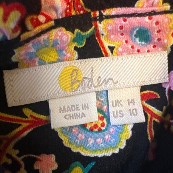 Boden Womens Floral Patterned Long Sleeve Blouse UK 14 US 10 Black Multicolor Sm - Picture 3 of 5